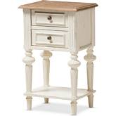 Marquetterie Nightstand in Weathered Oak & White Wash Wood